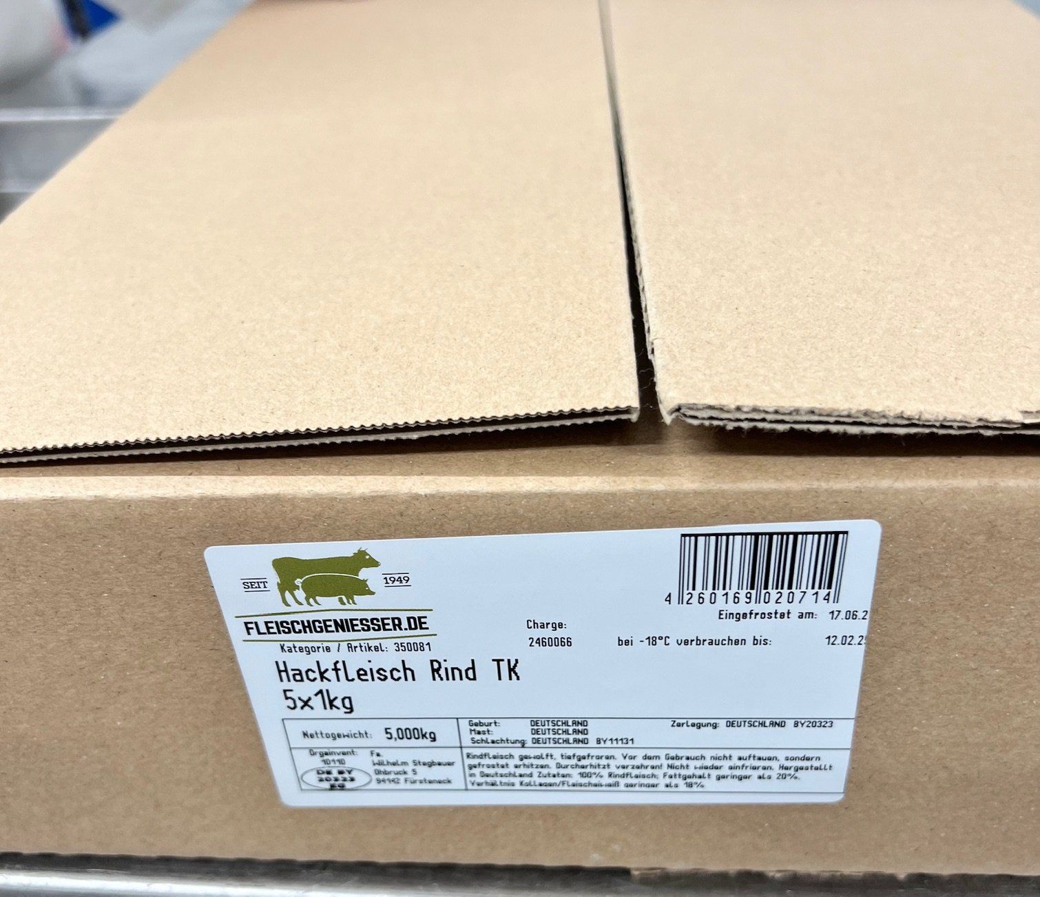 Hackfleisch vom Rind 5x1 kg Rinderhackfleisch